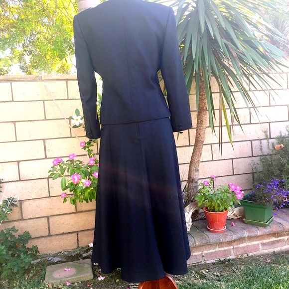 Vintage Dapper Day 2 Piece Dress Suit Petite Retro 40’s Look Black Size 6 EUC - Picture 2 of 11